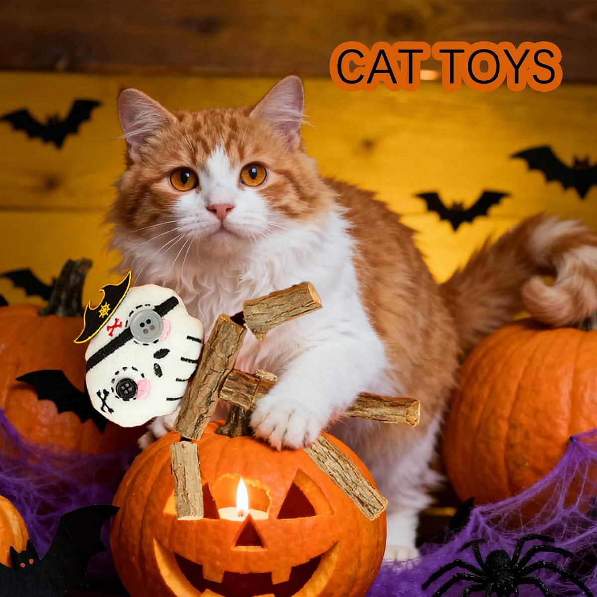 Paw & Co Pumpkin & Skull Silvervine Cat Toys (2 Pack)