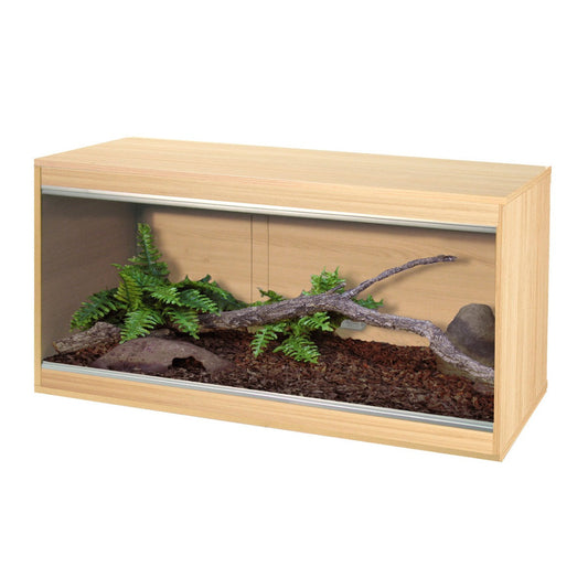 Wooden reptile vivarium starter set with UVB lighting