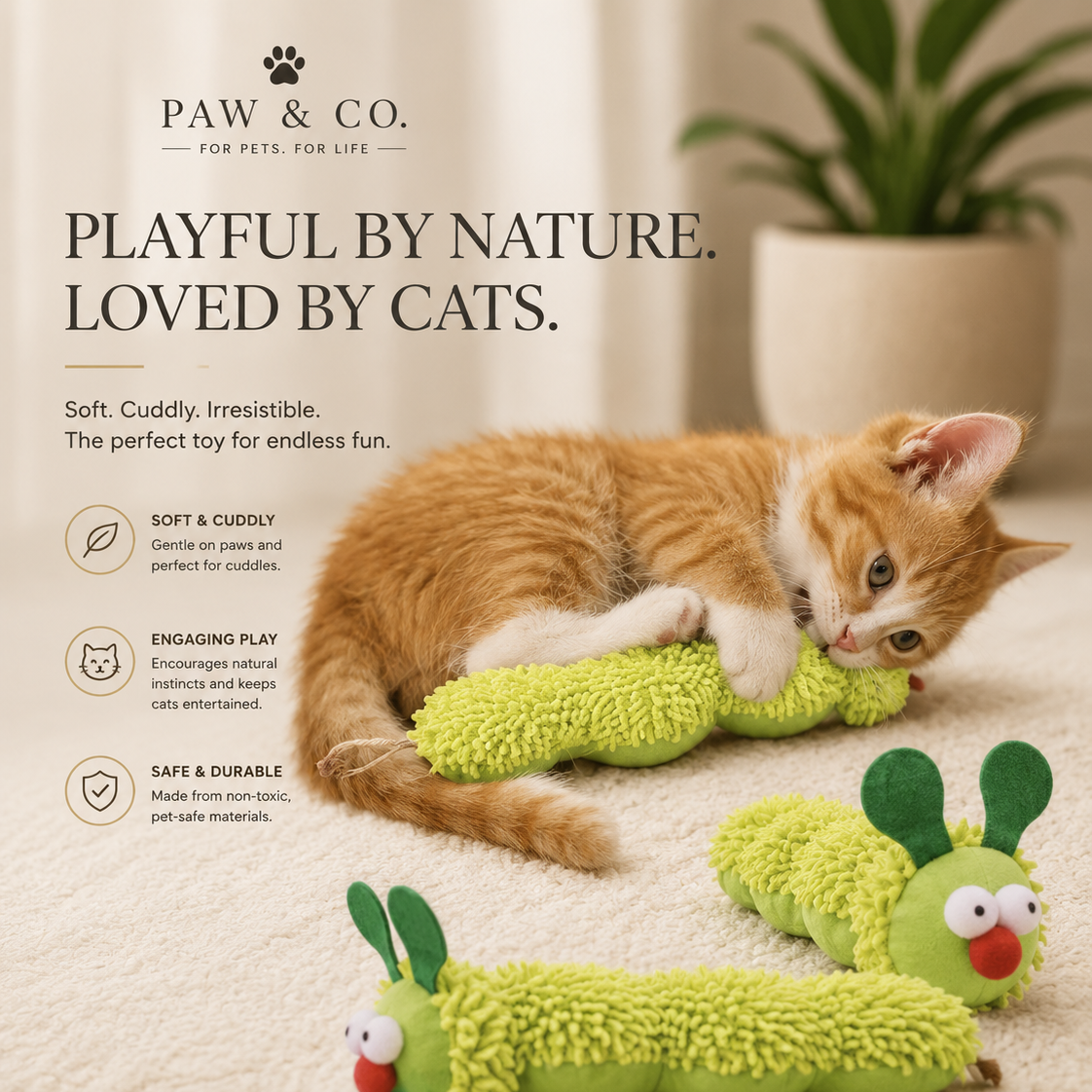 Paw & Co Caterpillar Catnip toy