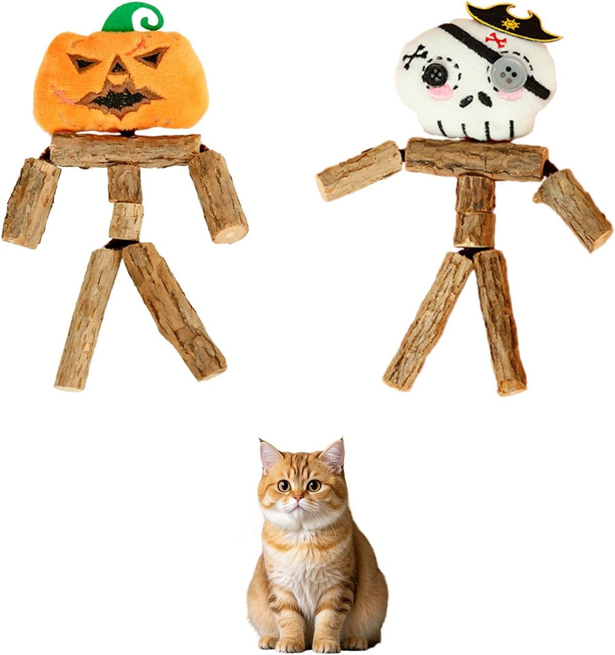Paw & Co Pumpkin & Skull Silvervine Cat Toys (2 Pack)