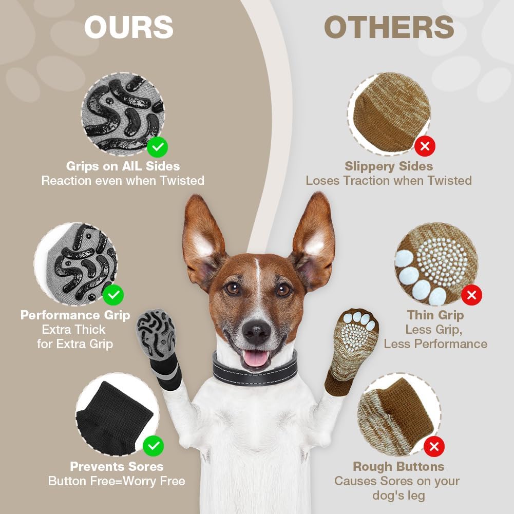 Paw & Co Anti-Slip Grip Socks (2 Pairs)