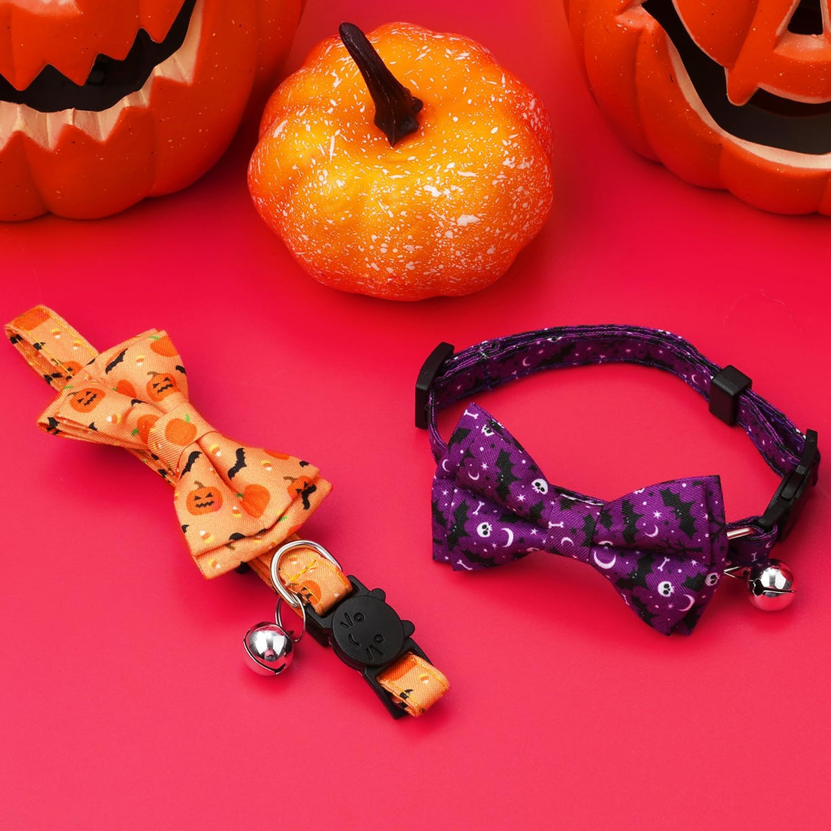 Paw & Co Pumpkin & Bat Cat Collars (2 Pack)