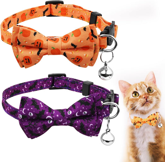 Paw & Co Pumpkin & Bat Cat Collars (2 Pack)