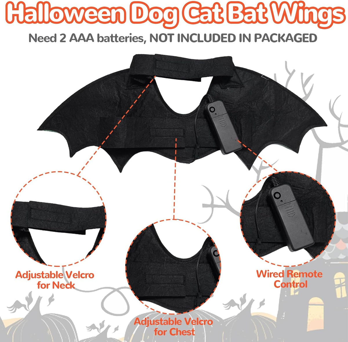 Paw & Co Light-Up Skeleton Bat Wings