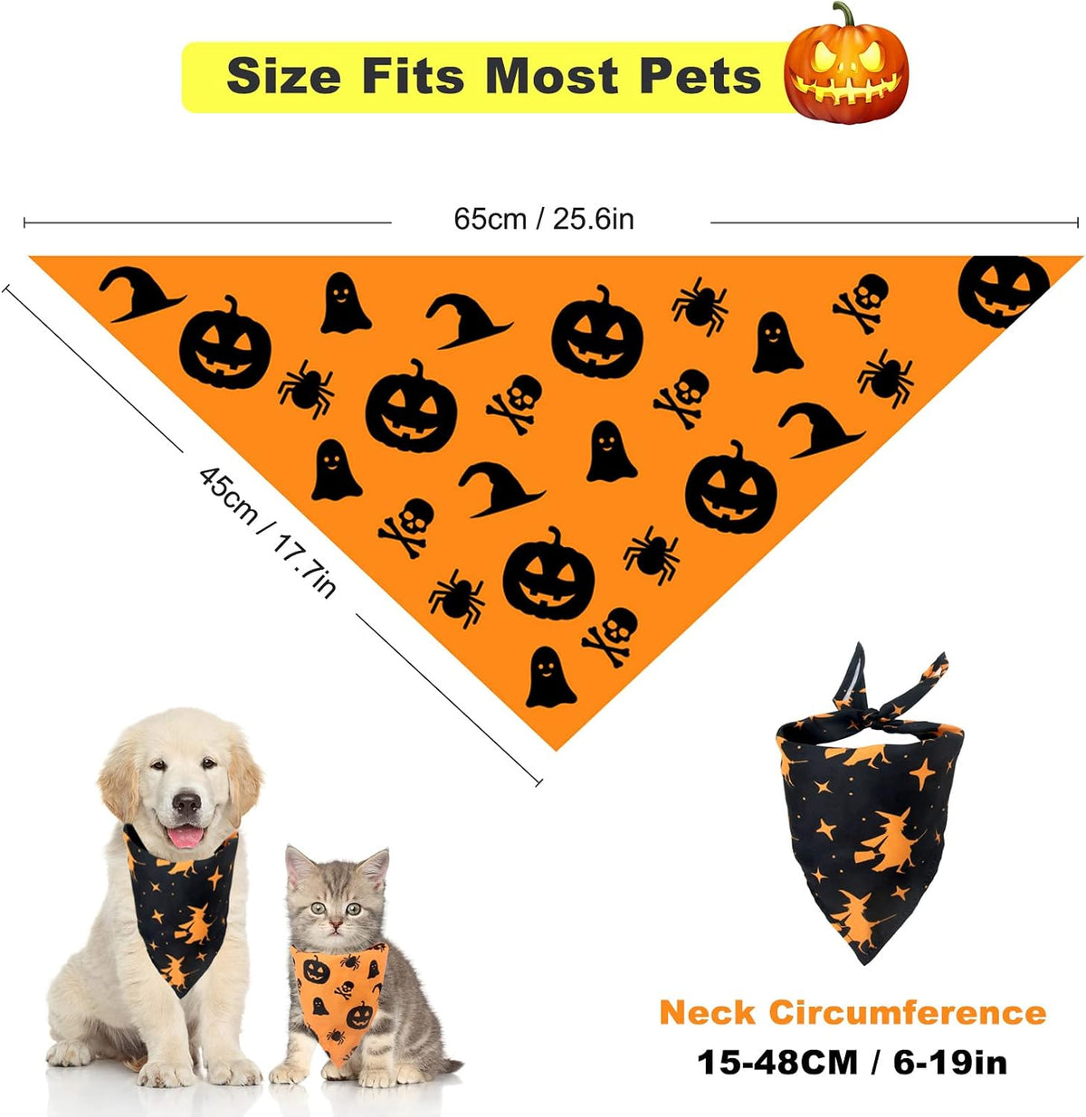 Paw & Co Witch & Pumpkin Bandanas (2 Pack)
