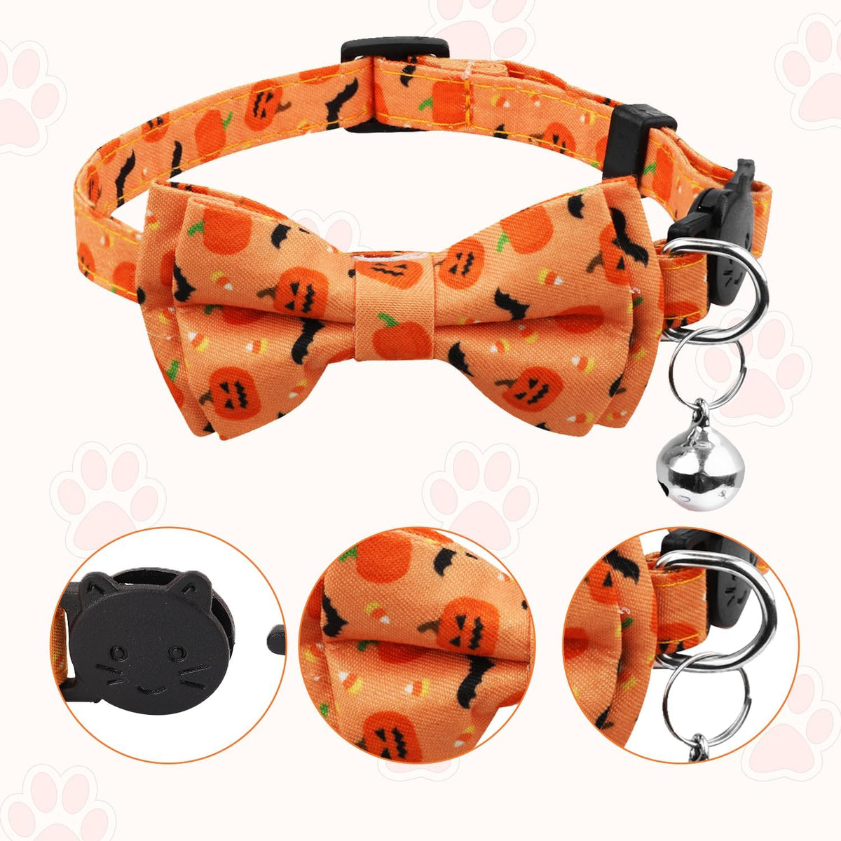 Paw & Co Pumpkin & Bat Cat Collars (2 Pack)