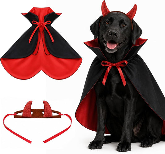 Paw & Co Devil Horns & Reversible Cape Set (Large)
