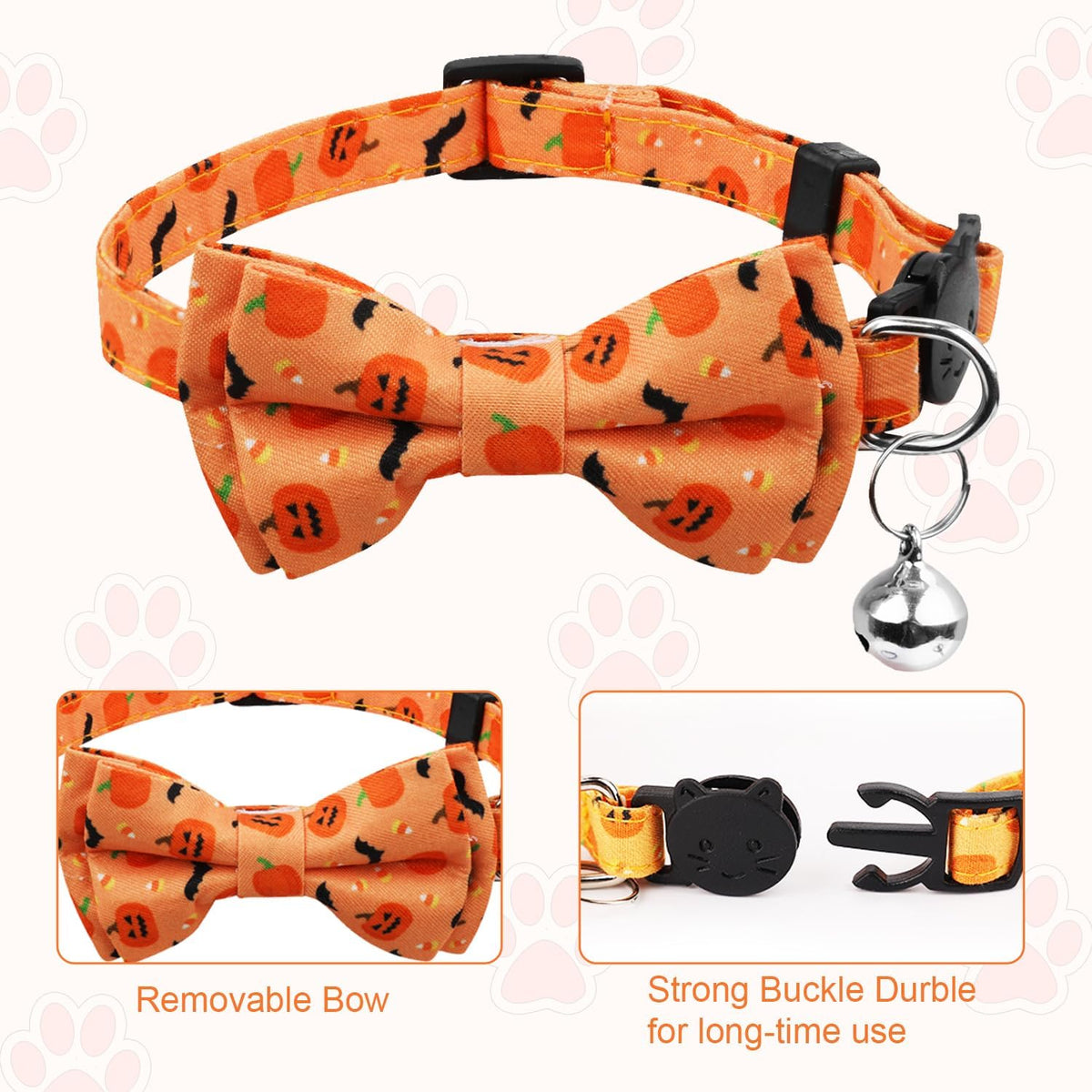 Paw & Co Pumpkin & Bat Cat Collars (2 Pack)