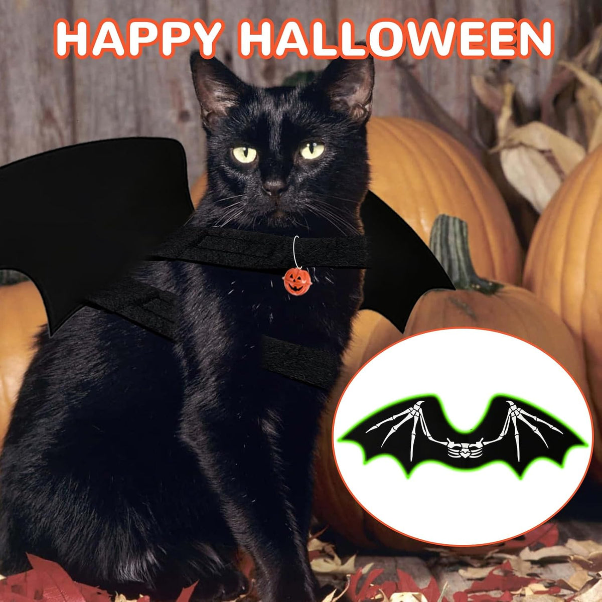 Paw & Co Light-Up Skeleton Bat Wings