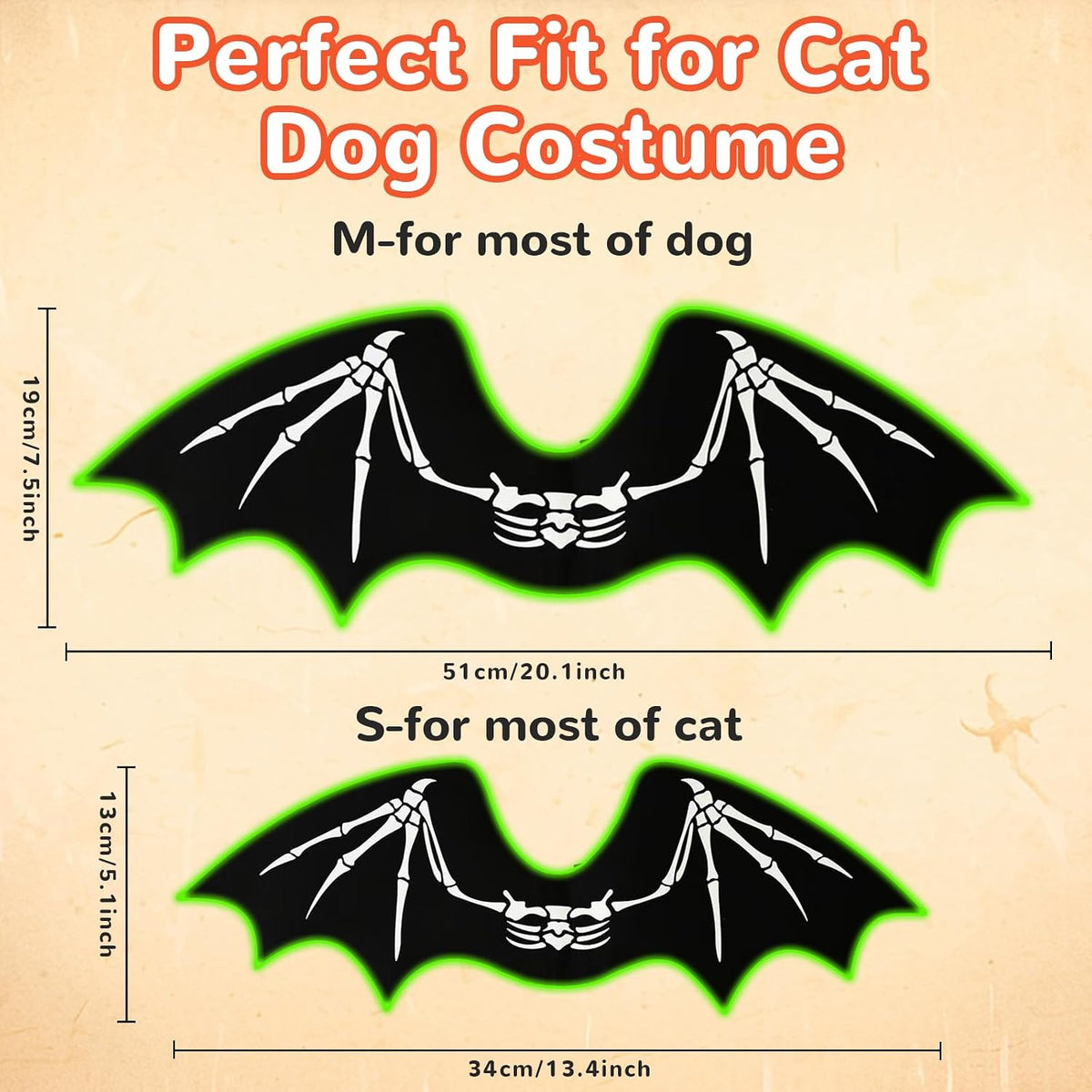 Paw & Co Light-Up Skeleton Bat Wings
