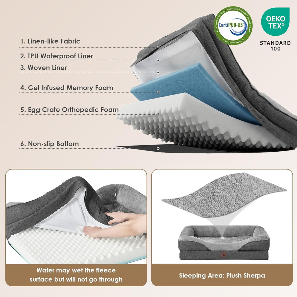 Paw & Co Orthopaedic Memory Foam Sofa Bed XL