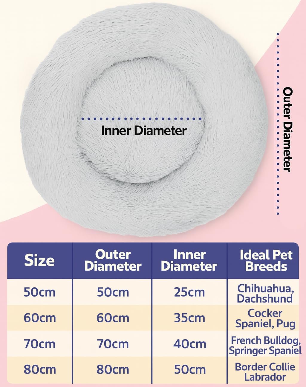 Paw & Co Calming Donut Bed 70cm