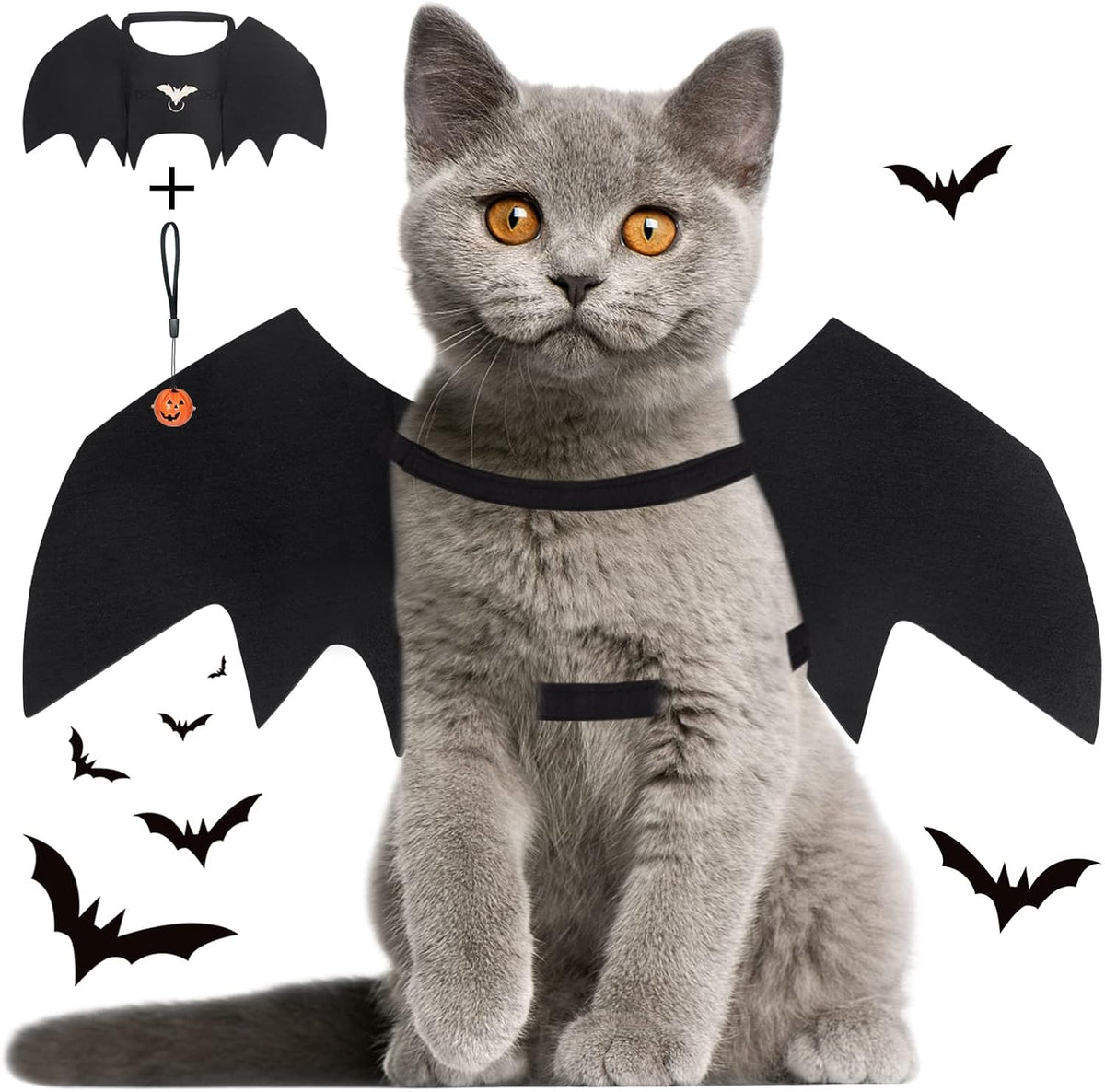 Paw & Co Cat Bat Wings with Pumpkin Bell