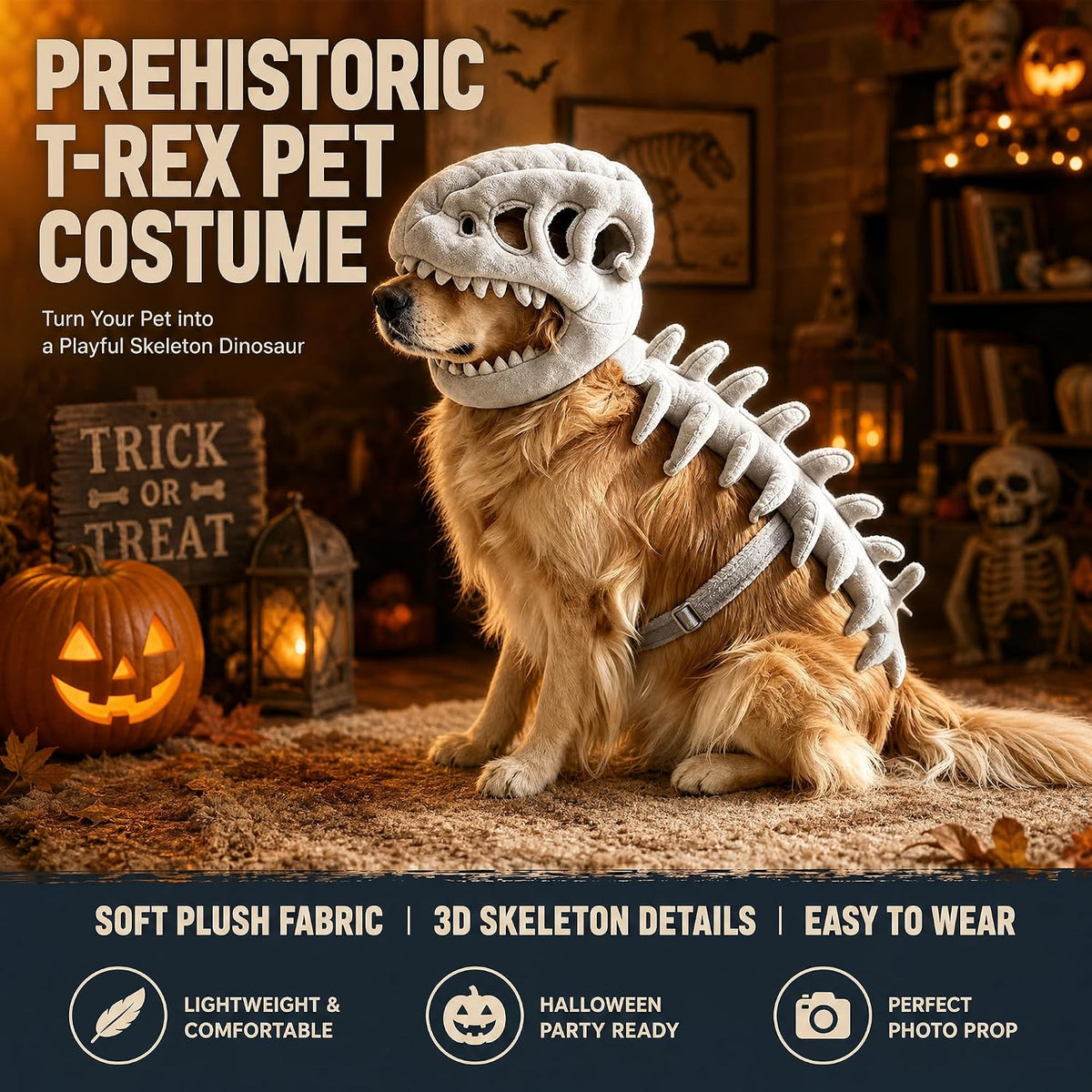 Paw & Co Dino Skeleton Pet Costume