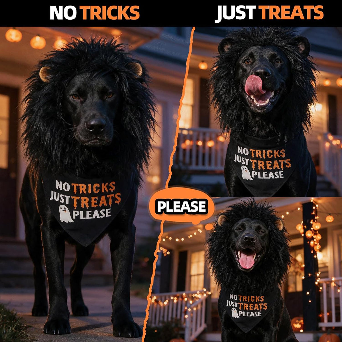 Paw & Co 'No Tricks Just Treats' Dog Bandana (Large)