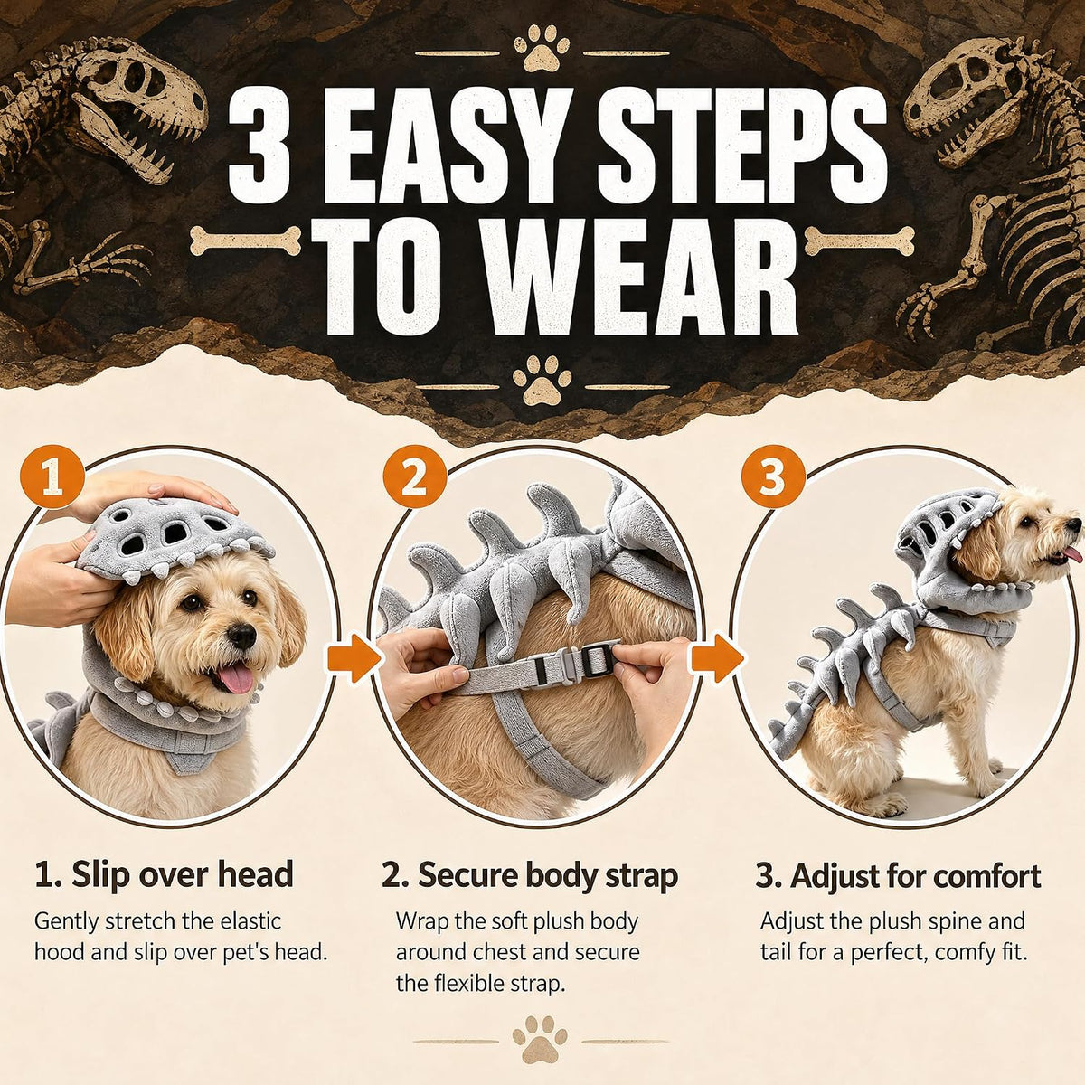 Paw & Co Dino Skeleton Pet Costume