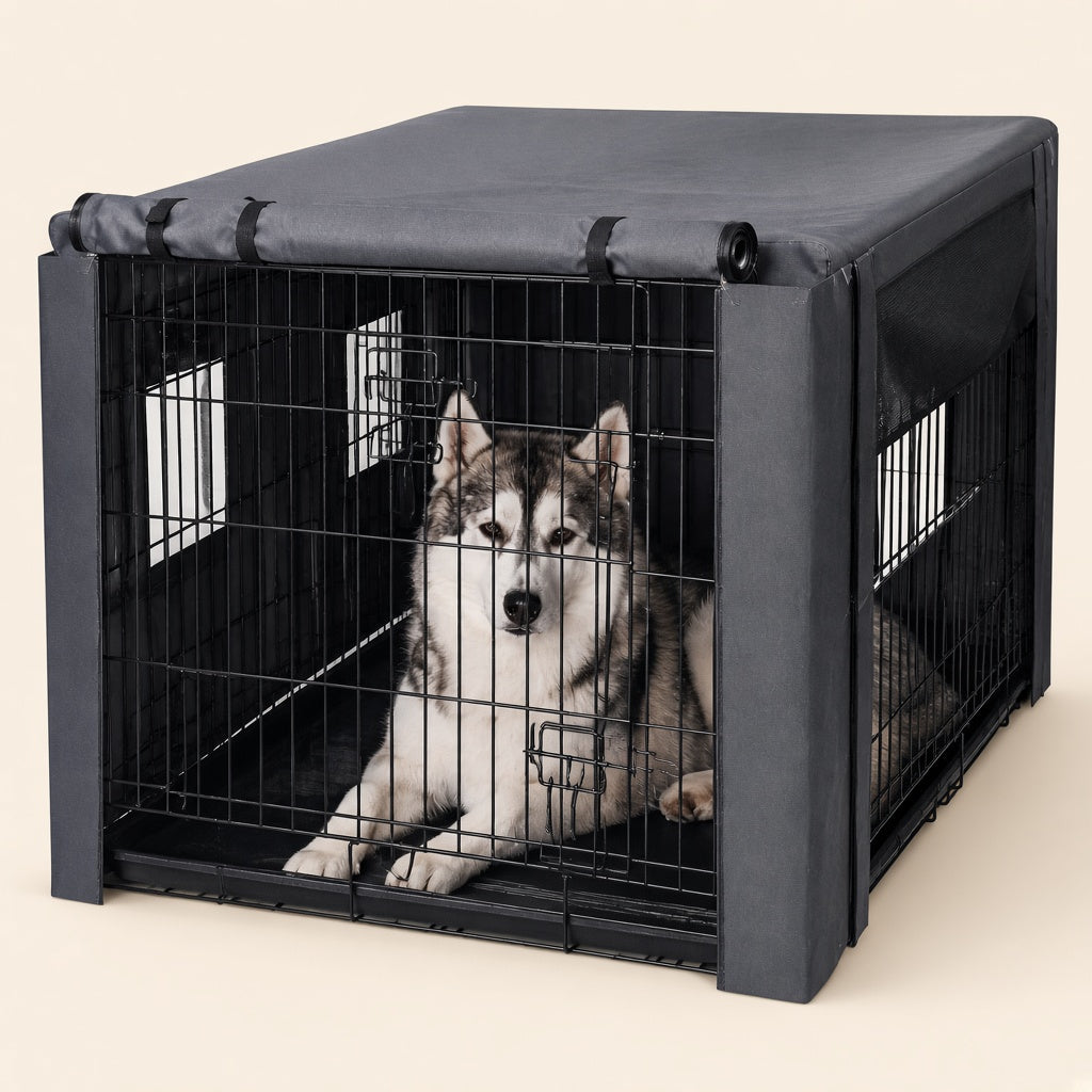 Paw & Co Blackout Crate Cover 42" on a cream background