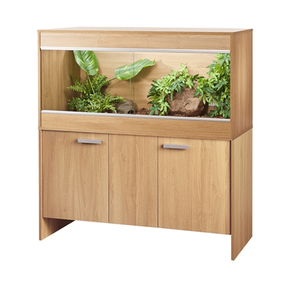 Paw & Co large oak reptile vivarium on matching cabinet